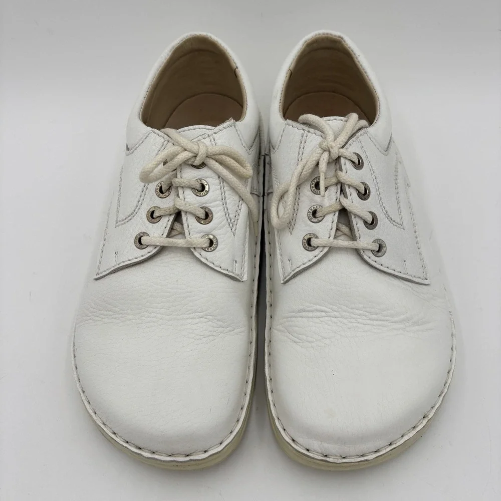 BIRKENSTOCK White Leather Lace-up Shoes Oxfords Germany Womens Size 10 Mens 8